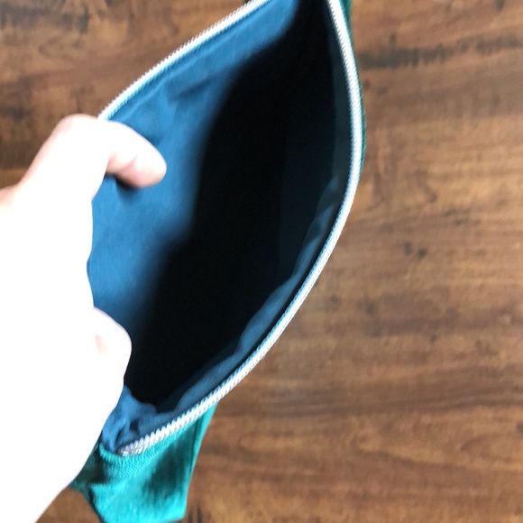 Vintage forest green sparkly velour clutch wristlet - Picture 6 of 8